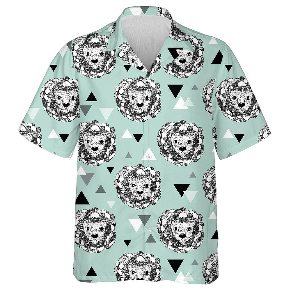 Léiriú Sceitse Ainmhithe Doodle Geometric Jungle Léine Haváís Lion, Bronntanas Léine Haváís, Bronntanas Nollag