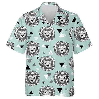 Léiriú Sceitse Ainmhithe Doodle Geometric Jungle Léine Haváís Lion, Bronntanas Léine Haváís, Bronntanas Nollag