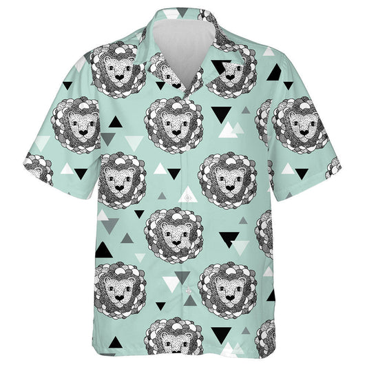 Léiriú Sceitse Ainmhithe Doodle Geometric Jungle Léine Haváís Lion, Bronntanas Léine Haváís, Bronntanas Nollag