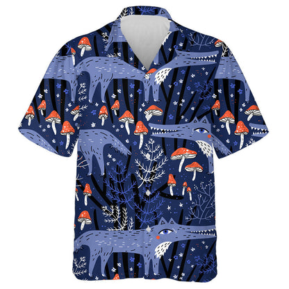 Funny Wolf In A Fairytale Forest Hawaiian Shirt,Hawaiian Shirt Gift, Christmas Gift