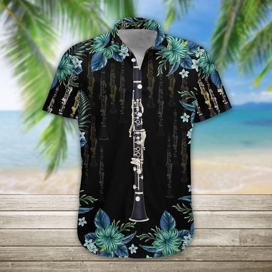 Clarinet Unisex Hawaiian Aloha Shirt Unisex Shorts Sleeve Colorful Hawaiian Shorts Beach Short Sleeve_Hawaiian Shirt Gift, Christmas Gift
