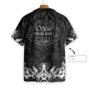 Tobacco Seamless Pattern On Black Custom Name Hawaiian Shirt, Hawaiian Shirt Gift, Christmas Gift