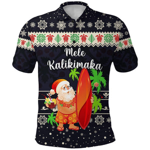 (Custom Personalised) Hawaii Christmas Polo Shirt Santa Claus Surfing Simple Style, Hawaiian Shirt Gift, Christmas Gift