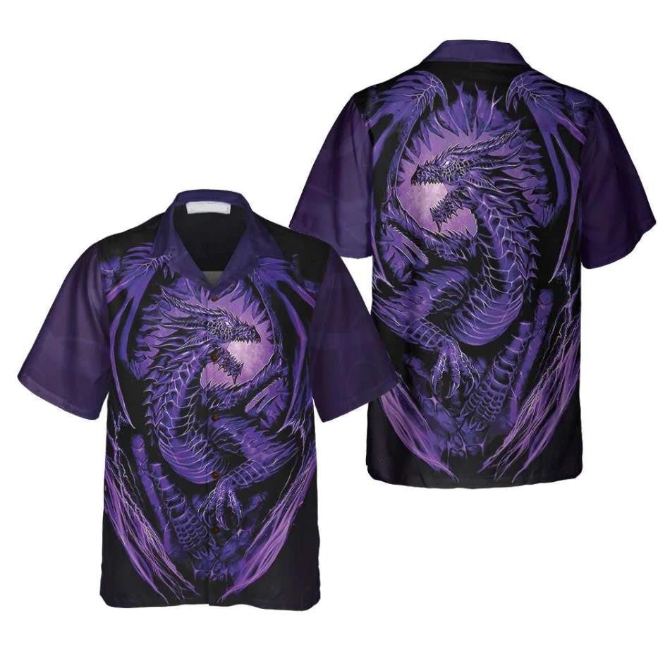 Impressive Purple Neon Dragon Hawaiian Shirt, Hawaiian For Gift