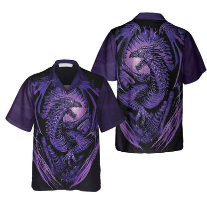 Impressive Purple Neon Dragon Hawaiian Shirt, Hawaiian For Gift