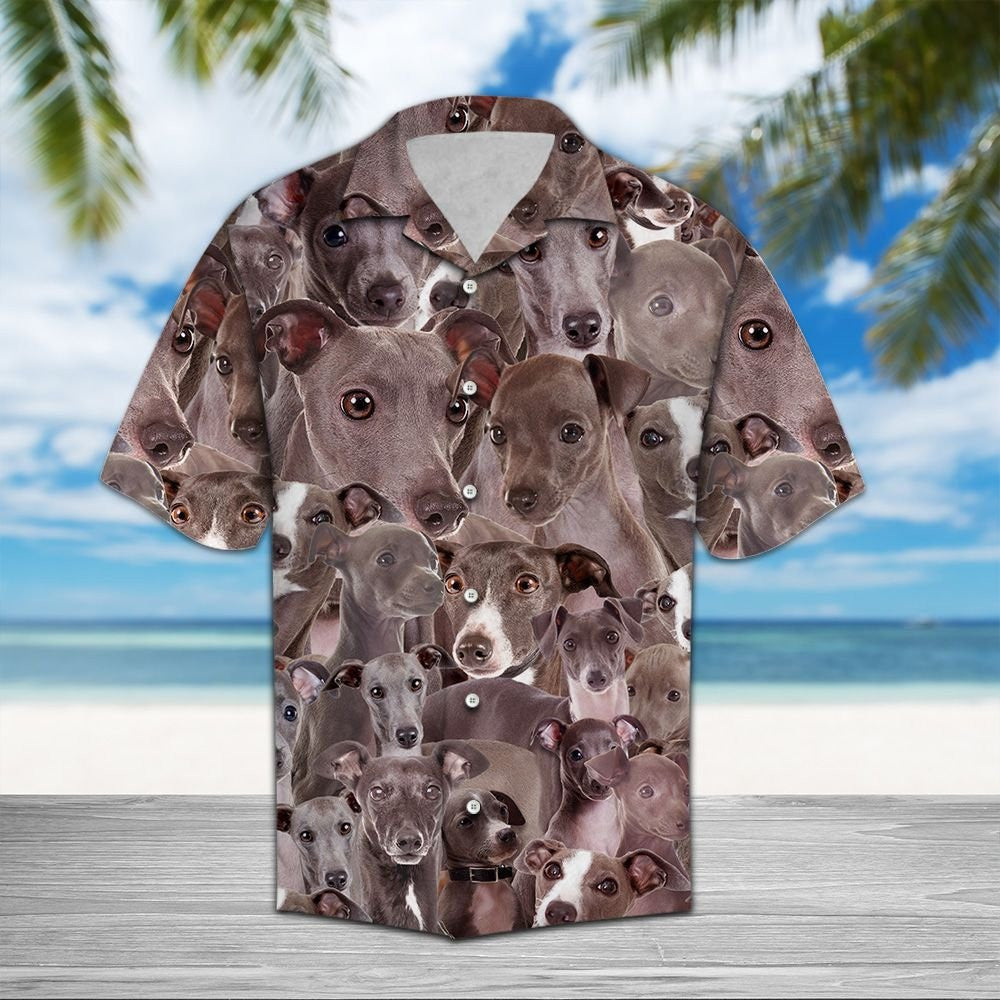 Italian Greyhound Cute Dog Mix Brown Hawaiian Shirt, Hawaiian Shirt Gift, Christmas Gift