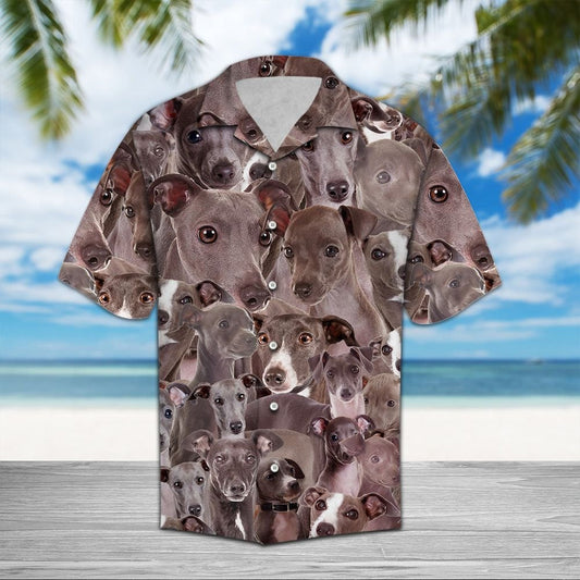 Italian Greyhound Cute Dog Mix Brown Hawaiian Shirt, Hawaiian Shirt Gift, Christmas Gift