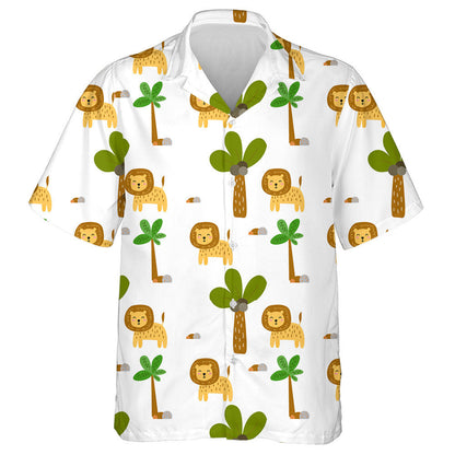 Safari Lion And Tropical Palm Tree Hawaiian Shirt,Hawaiian Shirt Gift, Christmas Gift