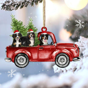 Bernese mountain Red Car Christmas Ornament, Christmas Ornament Gift, Christmas Gift, Christmas Decoration