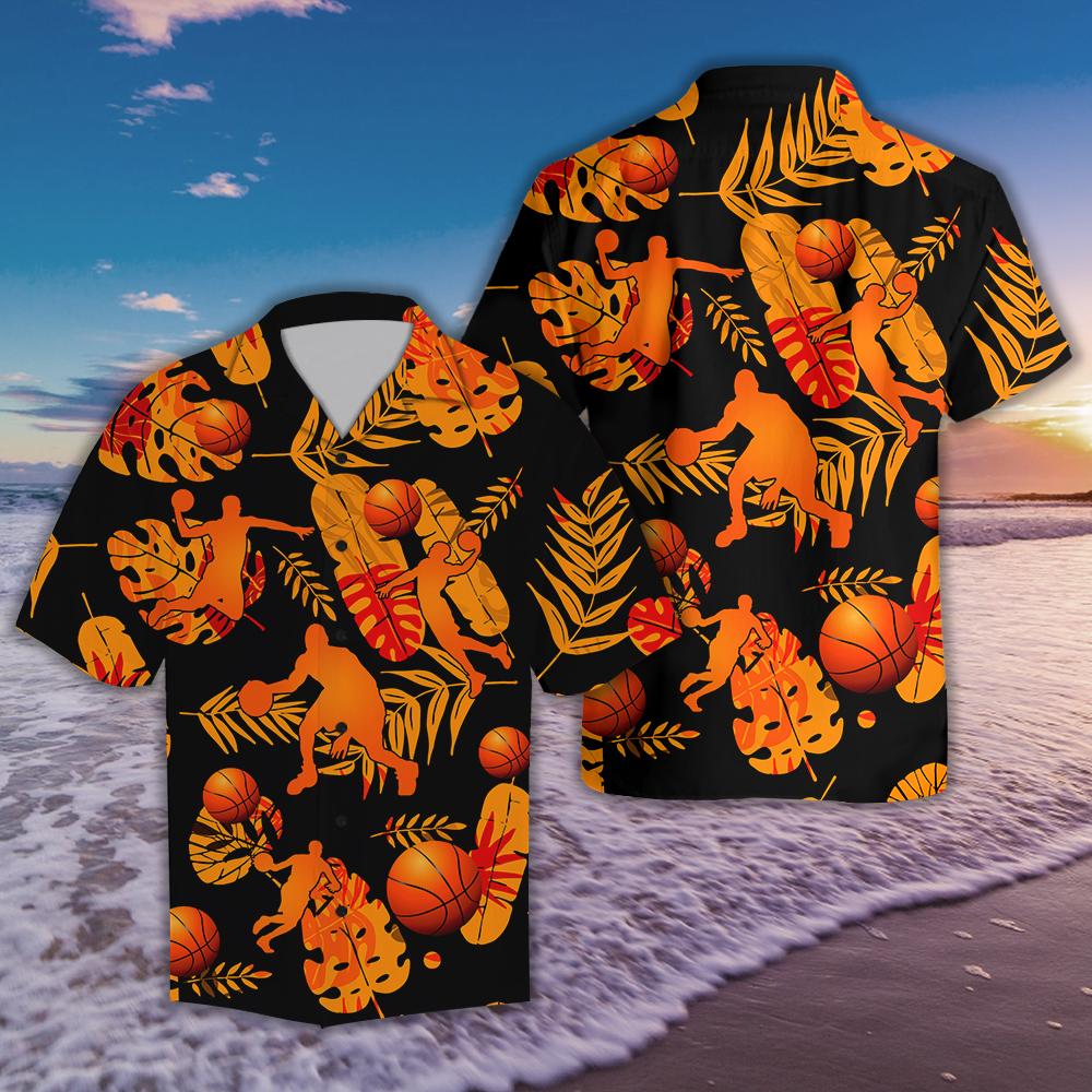 Basketball Tropical Hawaiian Shirt Colorful Summer Shirt, Hawaiian Shirt Gift, Christmas Gift