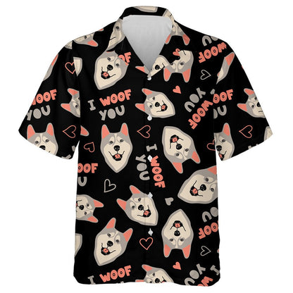 Cute Dog Breed Husky Faces And Hearts Hawaiian Shirt, Hawaiian Shirt Gift, Christmas Gift
