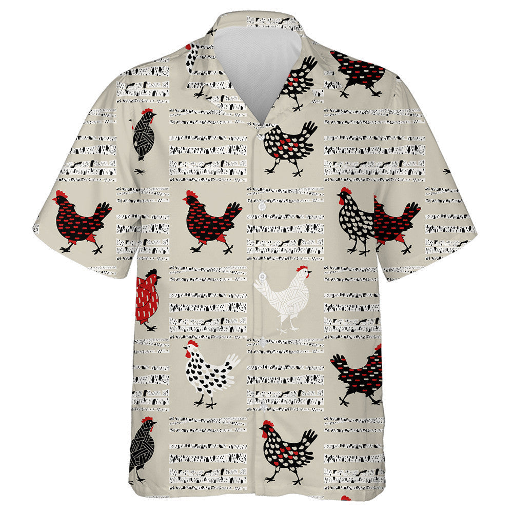Gray Background With Special Chicken And Birch Hawaiian Shirt, Hawaiian Shirt Gift, Christmas Gift