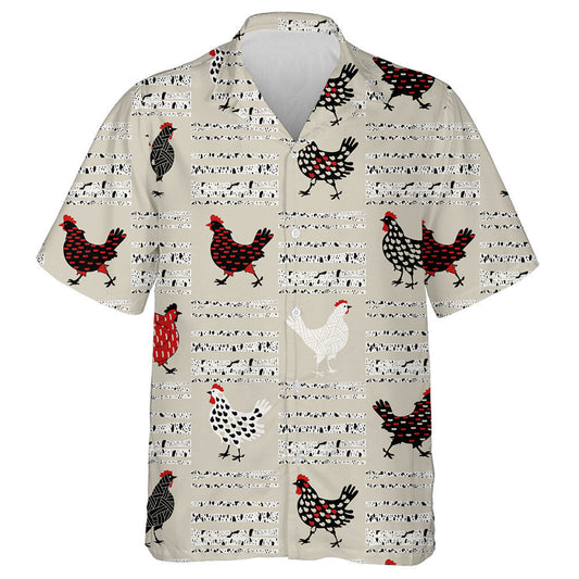 Gray Background With Special Chicken And Birch Hawaiian Shirt, Hawaiian Shirt Gift, Christmas Gift