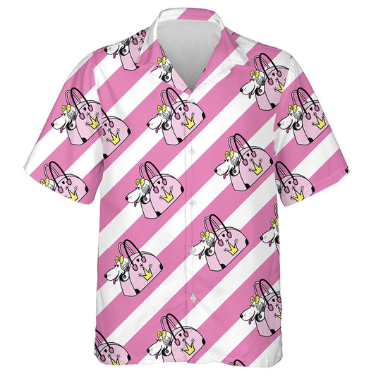 Madra Beag I Mála Iompraíochta ar Chúlra Stripach Léine Haváí, Bronntanas Léine Haváí, Bronntanas Nollag