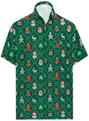 Dark Green Background Items Relating To Christmas Design Hawaiian Shirt, Hawaiian Shirt Gift, Christmas Gift