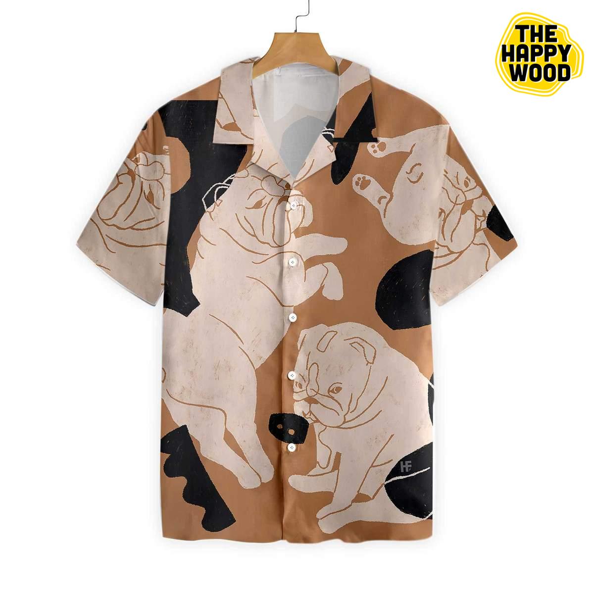 Bulldog Illustration Hawaiian Hawaii Shirt,Hawaiian Shirt Gift, Christmas Gift