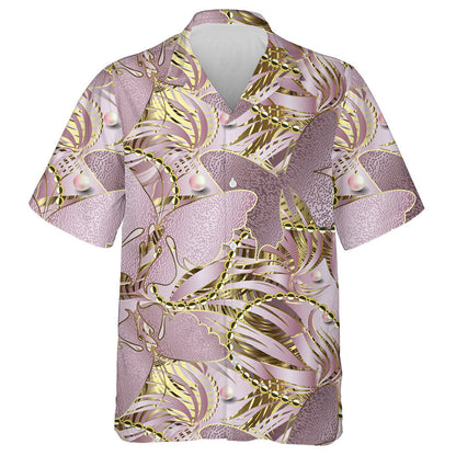 Féileacáin Glittery Lámhtharraingthe Cúlra Rós Óir Léine Haváí, Bronntanas Léine Haváíais, Bronntanas Nollag