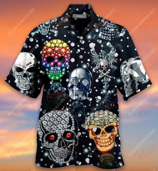 Cloigeann Diamond lonracha Léine Gearr haváís Muinchille Samhraidh Gearr Léinte Crazy Léinte haváíais d'Fhir, Bronntanas Léine Haváís, Bronntanas Nollag