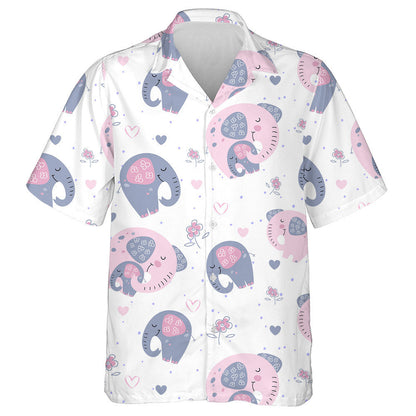 Baby And Mother Elephant Happy Together Hawaiian Shirt, Hawaiian For Gift