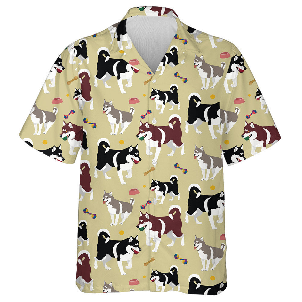 Cute Art With Husky Dog And Ball Hawaiian Shirt, Hawaiian Shirt Gift, Christmas Gift