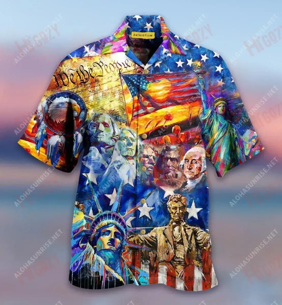 My Patriotic Heart Beats Red White And Blue Short Hawaiian Shirt Vacation Tropical Shirts Custom Hawaiian Shirts Hawaiian Shirt Pattern, Hawaiian Shirt Gift, Christmas Gift