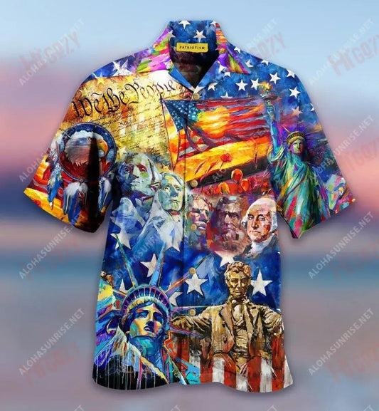 My Patriotic Heart Beats Red White And Blue Short Hawaiian Shirt Vacation Tropical Shirts Custom Hawaiian Shirts Hawaiian Shirt Pattern, Hawaiian Shirt Gift, Christmas Gift