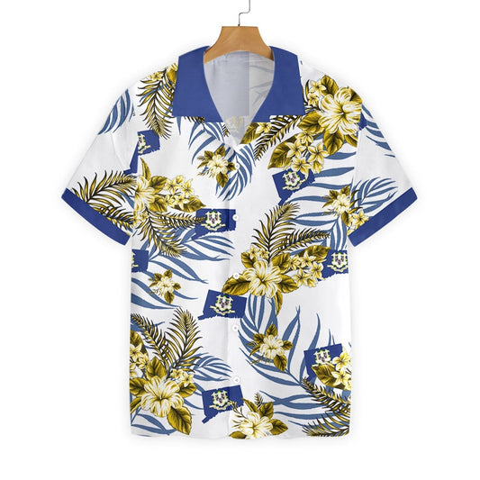 Connecticut Proud On White Background Pattern Hawaiian Shirt,t,Hawaiian Shirt Gift, Christmas Gift