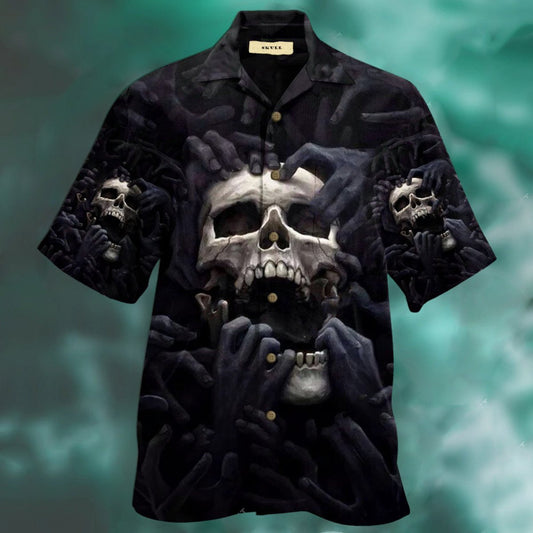 Amazing Dark Skull Tropical Background Design Hawaiian Shirt,Hawaiian Shirt Gift, Christmas Gift