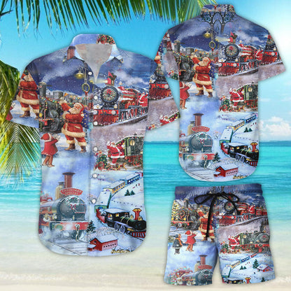 Buy Train To Christmas Hawaiian Shirt- Hawaiian Shirts -Hawaiian Shirt Gift, Christmas Gift