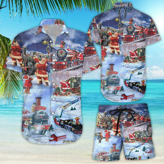 Buy Train To Christmas Hawaiian Shirt- Hawaiian Shirts -Hawaiian Shirt Gift, Christmas Gift