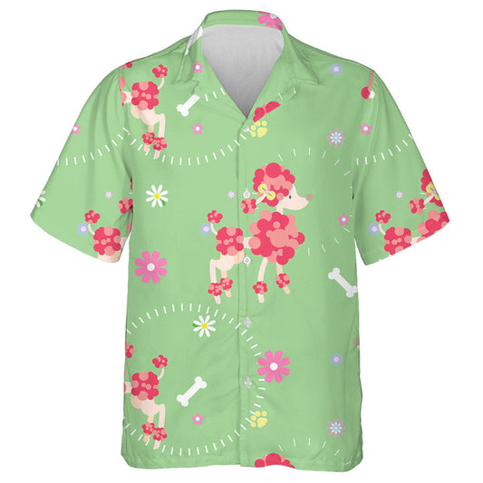 Madra Poodle Dearg le Lorg Cnámh Agus Léine Bláth Haváis, Bronntanas Léine Haváís, Bronntanas Nollag