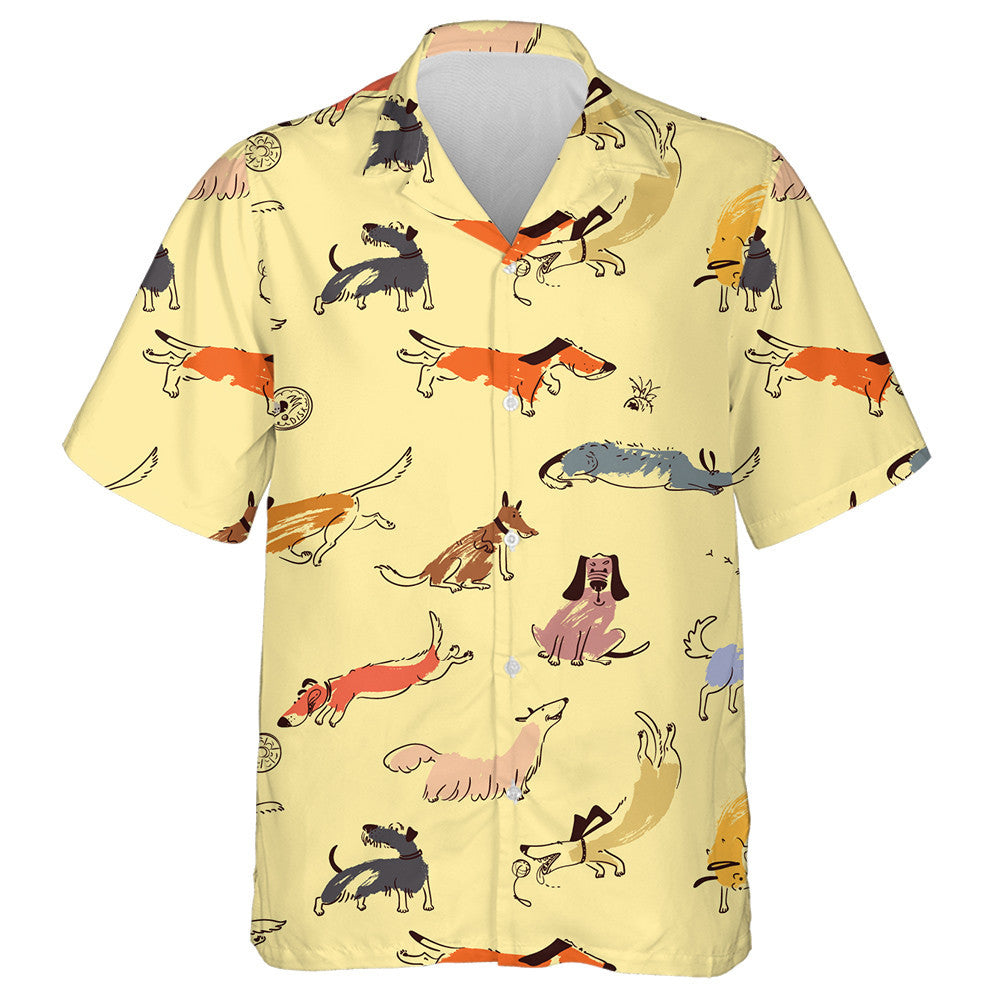 Playing Dog With Disk Isolated Background Hawaiian Shirt,Hawaiian Shirt Gift, Christmas Gift