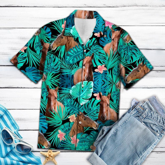 Vivid Forest With American Saddlebred Design Hawaiian Shirt, Hwaiian For Gift
