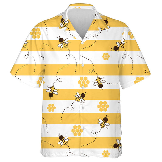 Cartún Bee Agus Cíor Mhíl Ar Léine Haváí Stiallán Buí Bán, Bronntanas Léine Haváí, Bronntanas Nollag