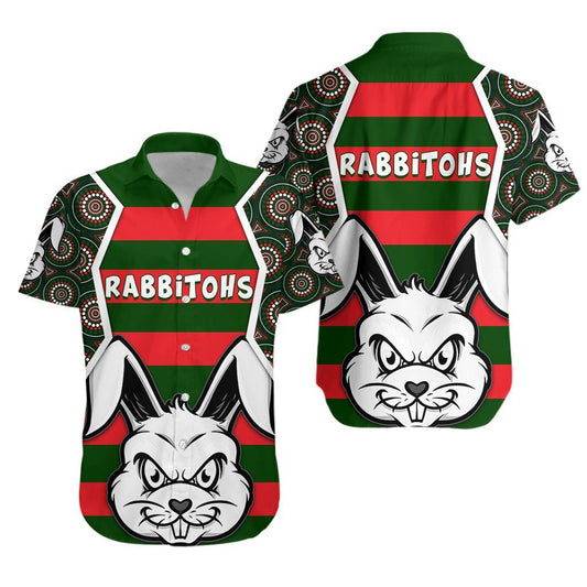 Shirt Aloha Haváís Rabbitohs Th5 Muinchille Gearr Trá Shorts Haváís, Bronntanas Léine Haváíais, Bronntanas Nollag