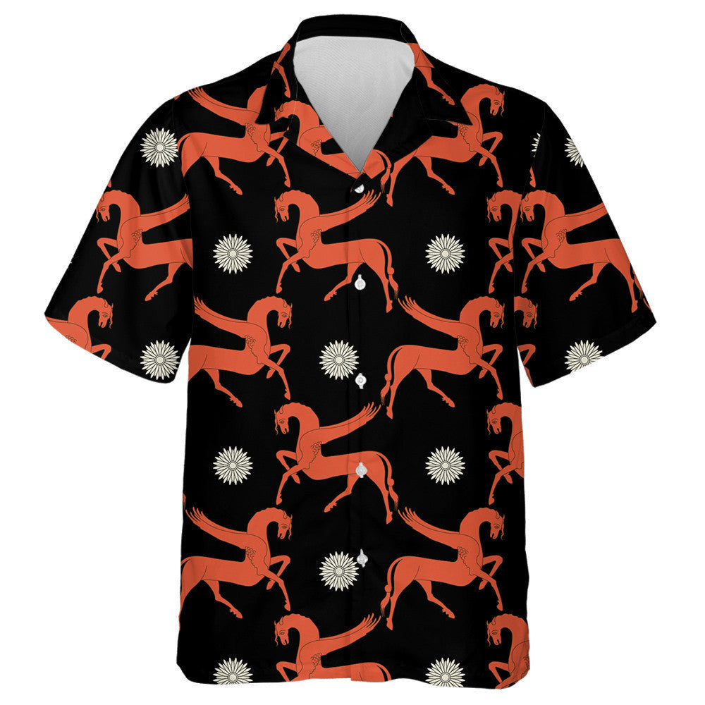 Fantastic Winged Horses And Round Floral Hawaiian Shirt,Hawaiian Shirt Gift, Christmas Gift