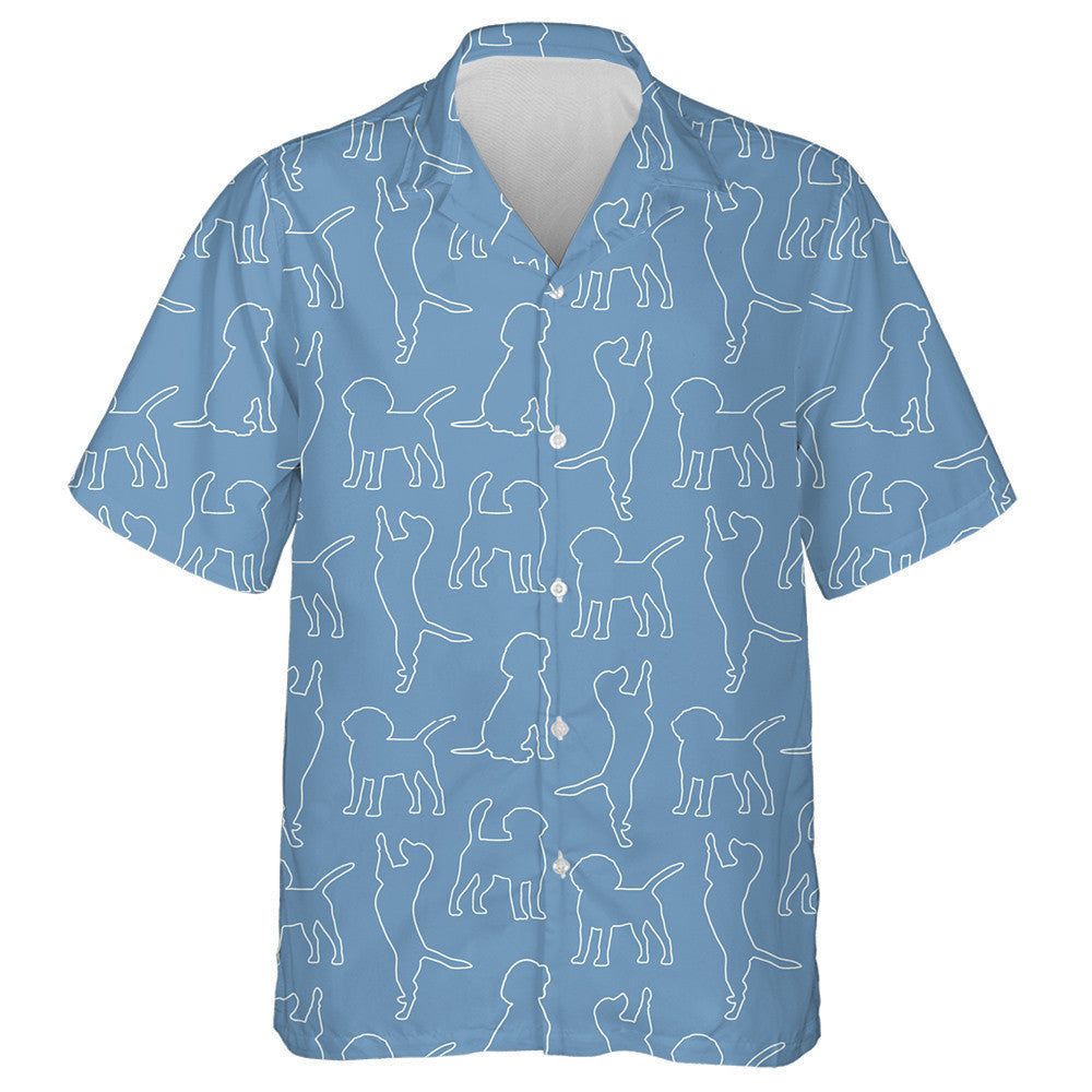Silhouettes Funny Beagle Dog On Blue Hawaiian Shirt,Hawaiian Shirt Gift, Christmas Gift