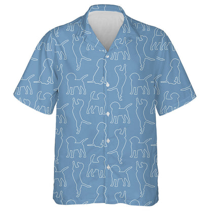 Silhouettes Funny Beagle Dog On Blue Hawaiian Shirt,Hawaiian Shirt Gift, Christmas Gift
