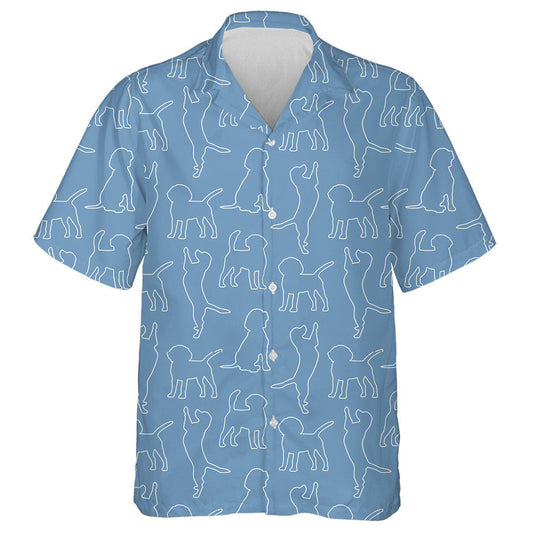 Silhouettes Funny Beagle Dog On Blue Hawaiian Shirt,Hawaiian Shirt Gift, Christmas Gift
