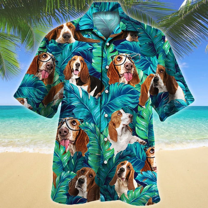 Beautiful Basset Hound Dog Tropical Forest Lovers Gift Hawaiian Shirt, Hawaiian Shirt Gift, Christmas Gift