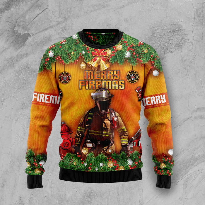 Firefighter unisex womens & mens, couples matching, friends, funny family ugly christmas holiday sweater gifts,Christmas Ugly Sweater