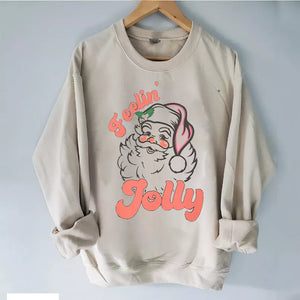 Feelin Jolly Retro Santa Claus Sweatshirt, Christmas Sweatshirt, Christmas Shirt, Christmas Sweatshirt Cute, Christmas Winter Sweatshirt