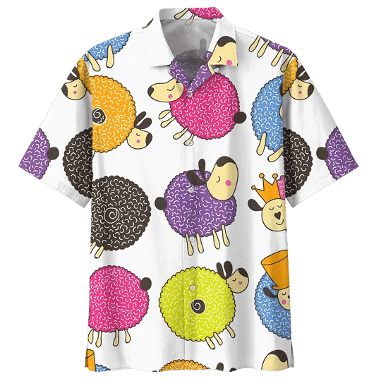 Plump Sheep Illustration Design Hawaiian Shirt,Hawaiian Shirt Gift, Christmas Gift
