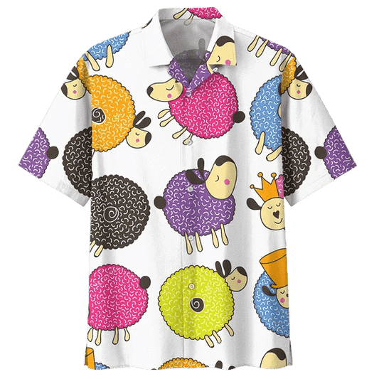 Plump Sheep Illustration Design Hawaiian Shirt,Hawaiian Shirt Gift, Christmas Gift