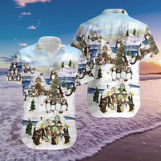 Léine haváíais Decor Penguins Chomh gleoite Do Lá Nollag, Bronntanas Léine Haváís, Bronntanas Nollag