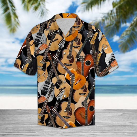 Awesome Guitar Collection Retro Style Pattern Hawaiian Shirt, Hawaiian Shirt Gift, Christmas Gift
