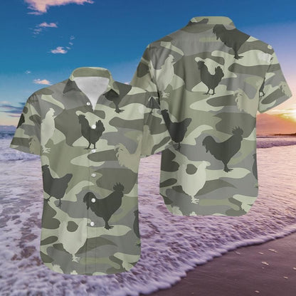 Chicken Camo Hawaiian Aloha Shirts_Hawaiian Shirt Gift, Christmas Gift