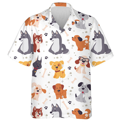 Little Dog Characters With Bone Isolated Background Hawaiian Shirt, Hawaiian Shirt Gift, Christmas Gift