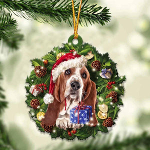 Basset Hound and Christmas gift for her gift for him gift for Basset Hound lover Christmas Plastic Hanging Ornament, Christmas Ornament Gift, Christmas Gift, Christmas Decoration