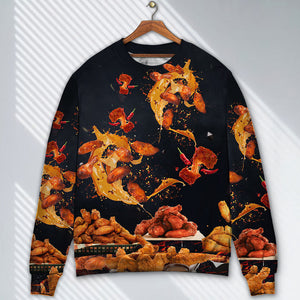 Food Chicken Wing Fast Food Delicious Ugly Christmas Sweater, Christmas Gift, Gift Christmas 2024